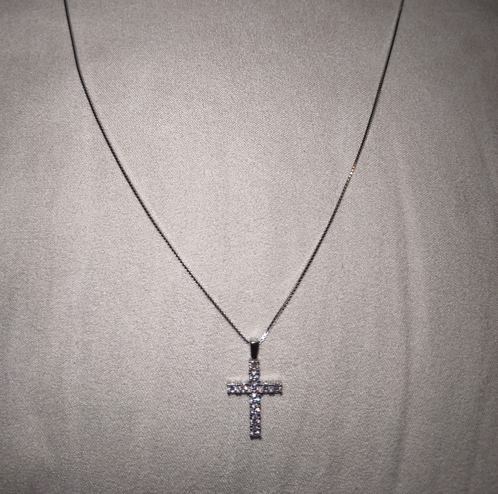 S925 Sterling Silver .70 VVS1 Moissanite 2 Pieces Chain Cross Pendant Necklace